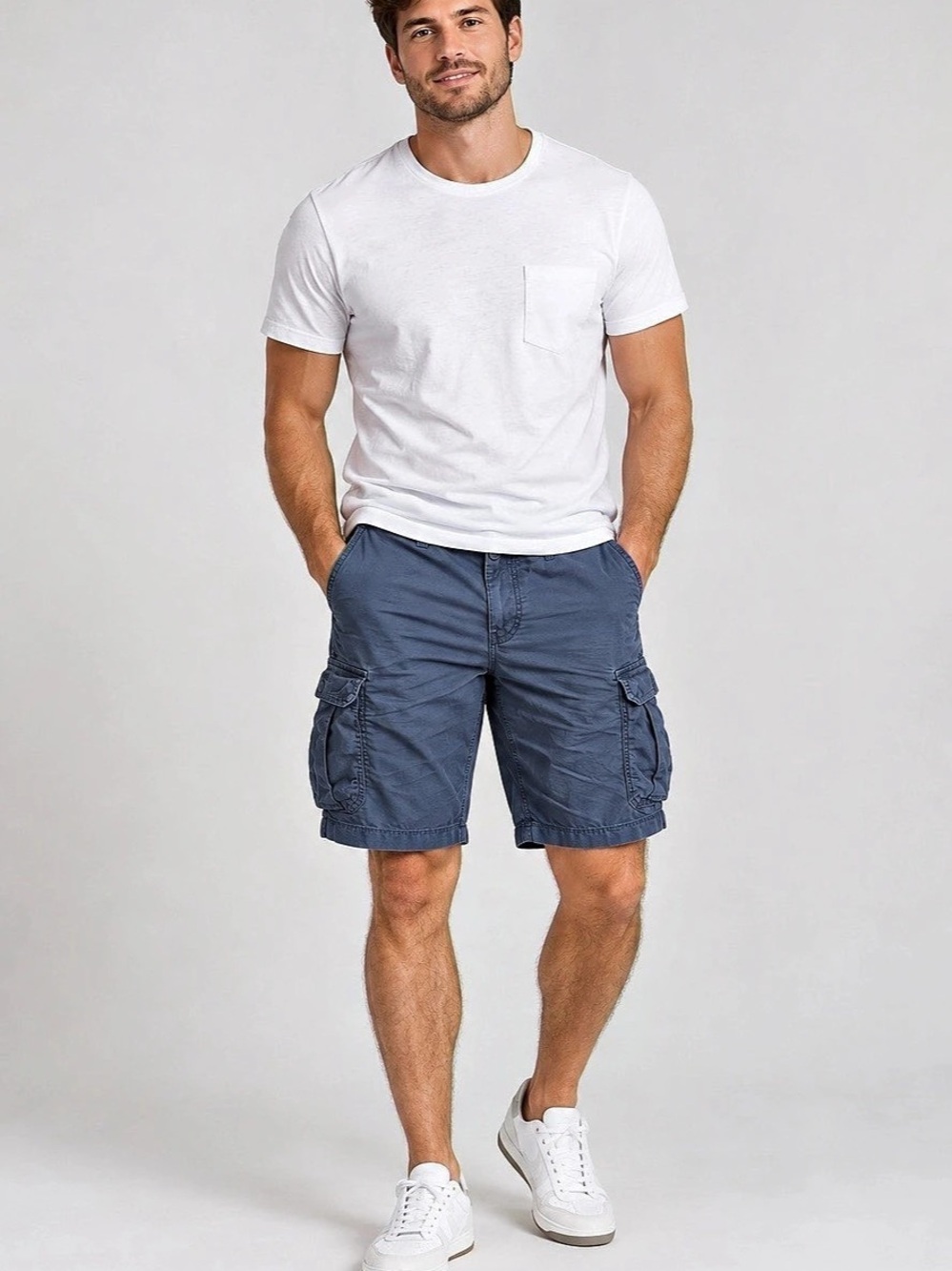 GOODFELLOW & CO. Men's Blue Cotton 
Cargo Shorts Blue Waist 34